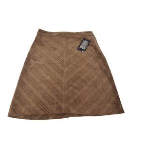 NWT H&M Womens Skirt 4 Corduroy A-Line Brown Chevron Textured